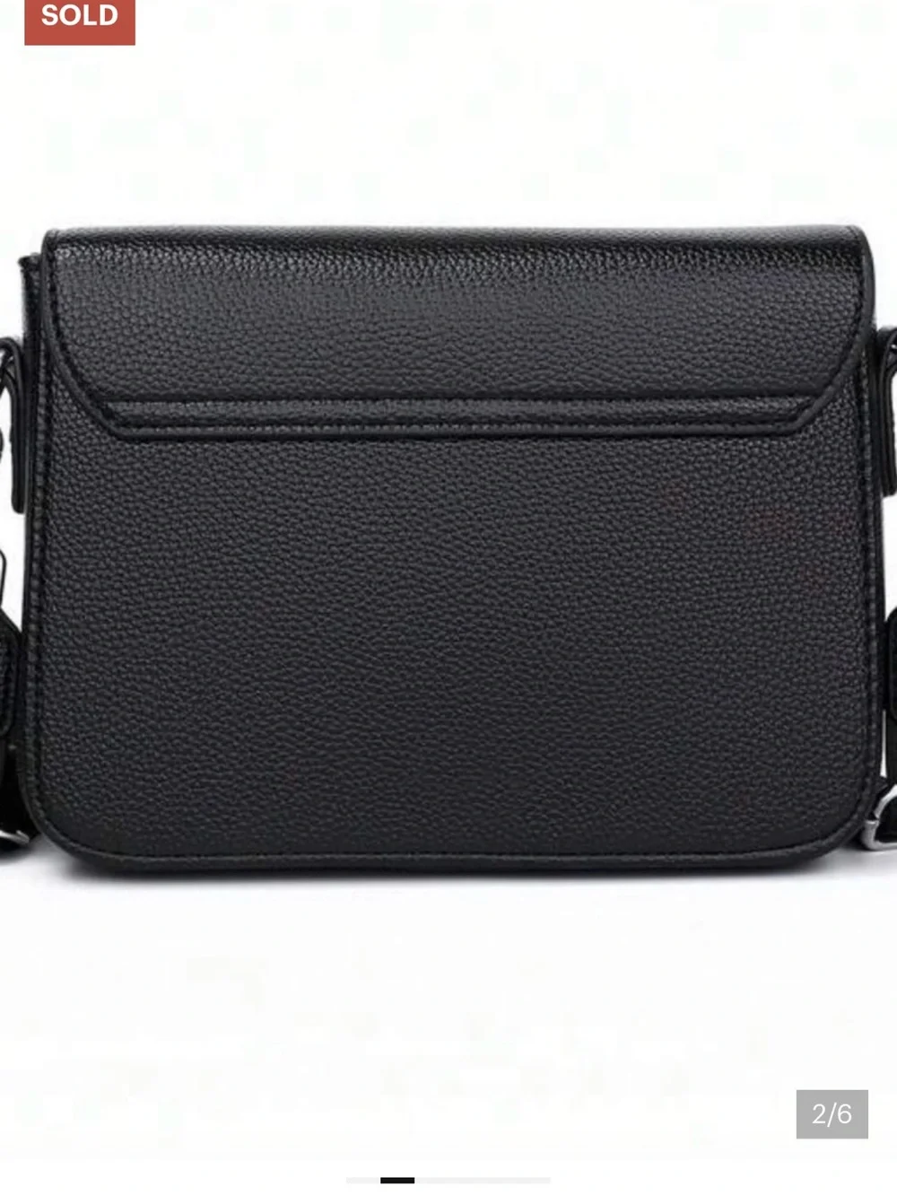 Black Leather Crossbody Bag for Men - Classic Minimal Design